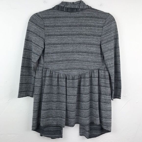 Kimchi Blue Gray Striped 3/4 Sleeve Open Front Cardigan Sweater Small - Picture 4 of 5